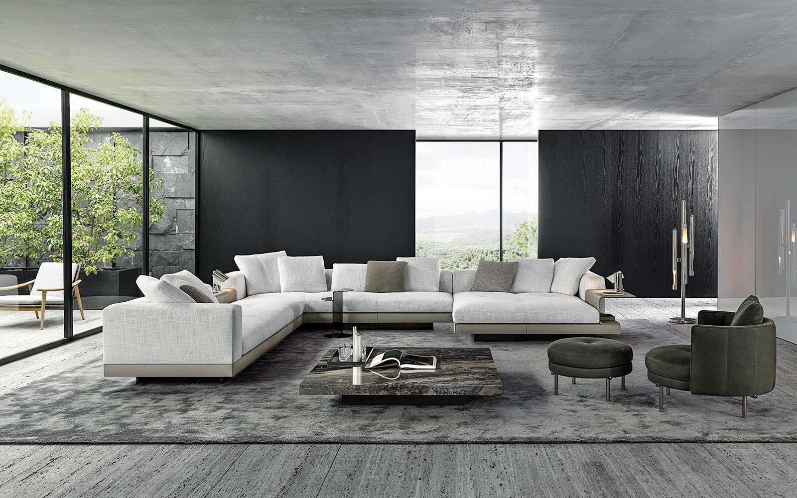 送料込 Minotti ミノッティ ソファーと クッション - ソファセット